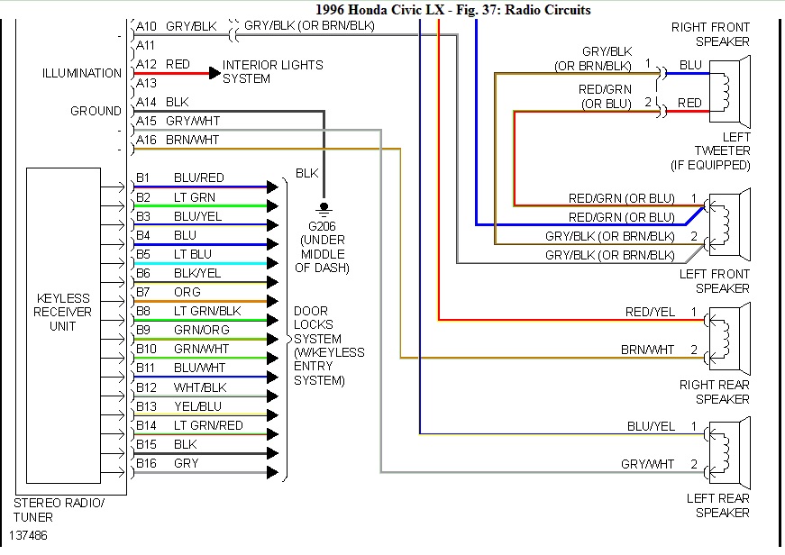 Honda Civic Audio System Wiring Diagram